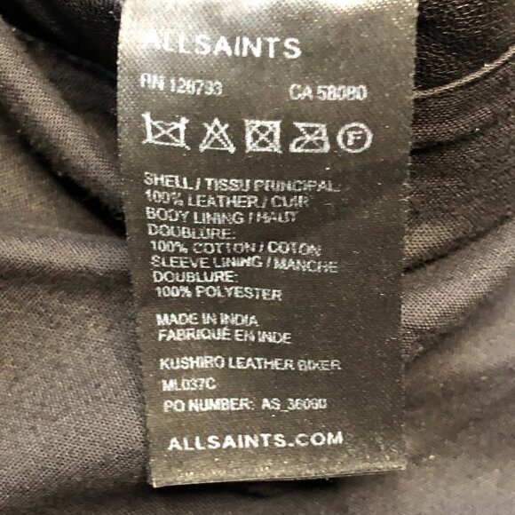 ALLSAINTS Men's/Unisex Conroy Crinkled Leather Biker Moto Jacket Black Olive XS - Picture 11 of 16